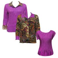 Sets - Reversible Jacket / Mini Pleat Cap - Paisley Plaid Magenta - Solid Orchid