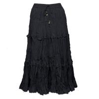 Skirts - Cotton Three Tier Broomstick - Calf Length - Black