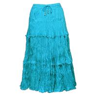 Skirts - Cotton Three Tier Broomstick - Calf Length - Turquoise