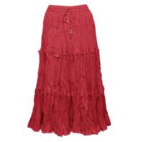 Skirts - Cotton Three Tier Broomstick - Calf Length - Red