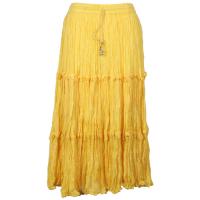 Skirts - Cotton Three Tier Broomstick - Calf Length - Yellow