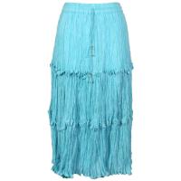 Skirts - Cotton Three Tier Broomstick - Calf Length - Aqua