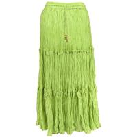 Skirts - Cotton Three Tier Broomstick - Ankle Length - Lime