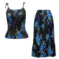 Sets Georgette Mini Pleat - Spaghetti Tank - Black-Blue Floral(SAVE FOR SPRING)