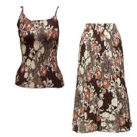 Sets Georgette Mini Pleat - Spaghetti Tank - Chocolate-Ivory Floral