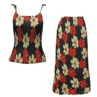 Sets Georgette Mini Pleat - Spaghetti Tank - Hibiscus Red-Tan