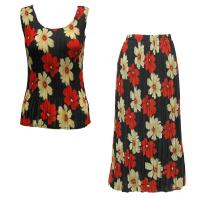 Sets Georgette Mini Pleat - Sleeveless - Hibiscus Red-Tan