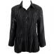 Satin Mini Pleats Blouse - Solid Black