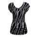 Satin Mini Pleats Cap Sleeve V-Neck - Ribbon Black-White