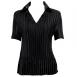 Satin Mini Pleats Half Sleeve with Collar - Solid Black