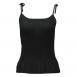 Satin Mini Pleats Spaghetti Tank - Solid Black