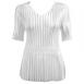 Satin Mini Pleats Half Sleeve V-Neck - Solid White