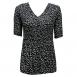 Georgette Mini Pleat Half Sleeve V-Neck - Polka Dot Black-White