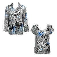 Twin Sets Satin - Blouse / Cap Sleeve - Reptile Floral - Blue