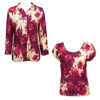 Twin Sets Satin - Blouse / Cap Sleeve - Rose Floral - Berry