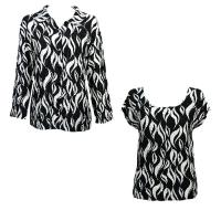 Twin Sets Satin - Blouse / Cap Sleeve - White Buds on Black