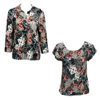 Twin Sets Satin - Blouse / Cap Sleeve - White-Black-Red Abstract