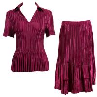 Sets Satin Mini Pleat - Half Sleeve with Collar - Solid Burgundy