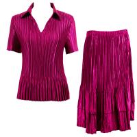 Sets Satin Mini Pleat - Half Sleeve with Collar - Solid Magenta