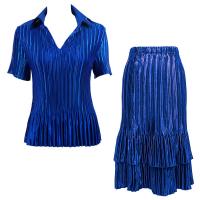 Sets Satin Mini Pleat - Half Sleeve with Collar - Solid Royal