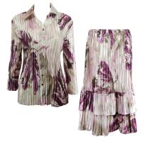 Sets Satin Mini Pleat - Blouse / Skirt - Olive-Raspberry Leaf