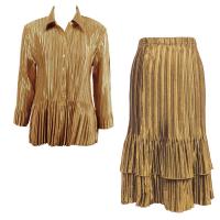 Sets Satin Mini Pleat - Blouse / Skirt - Solid Gold