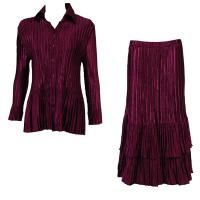 Sets Satin Mini Pleat - Blouse / Skirt - Solid Ruby