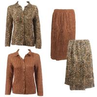 Sets Magic Crush Silky Touch-Two Blouse/Calf Skirt - Leopard - Dark Taupe