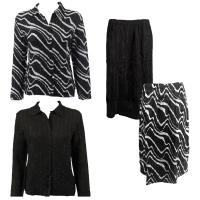 Sets Magic Crush Silky Touch-Two Blouse/Calf Skirt - Ribbon Black-White - Black