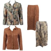 Sets Magic Crush Silky Touch-Two Blouse/Calf Skirt - Swirl Animal - Dark Taupe