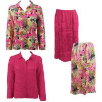 Sets Magic Crush Silky Touch-Two Blouse/Calf Skirt - Tropical Heat - Hot Pink