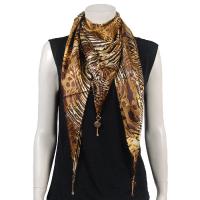 Scarves - Satin Triangle with Pendants - Swirl Leopard