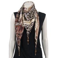 Scarves - Satin Triangle with Pendants - Patchwork Paisley Jungle