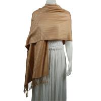Pashmina Style Shawls-Woven Jacquard and Two-Tone  - Leaf Petal - Sand