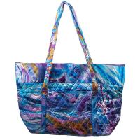 Quilted Bags - Large Tote - Abstract Paint Splatter - Blue