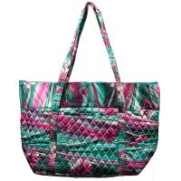 Quilted Bags - Large Tote - Magenta-Green Floral