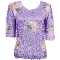 Satin Origami Petal Shirts - Three Quarter Sleeve - Variegated Violet