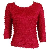Satin Origami Petal Shirts - Three Quarter Sleeve - Solid Red