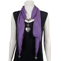 Scarves - Heart Pendant - Chiffon - Purple