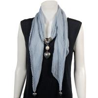 Scarves - Heart Pendant - Chiffon - Silver