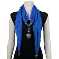 Scarves - Heart Pendant - Chiffon - Royal