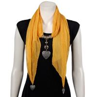 Scarves - Heart Pendant - Chiffon - Mustard