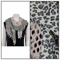 Scarves - Lace Ruffle - Leopard - Beige