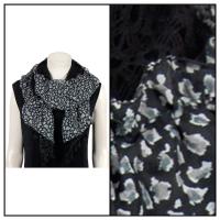 Scarves - Lace Ruffle - Leopard - Black