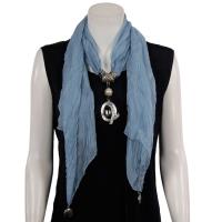 Scarves - Oval Pendant Drop - Chiffon - Silver