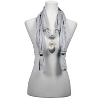 Scarves - Heart Pendant - Jersey Knit - Silver
