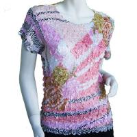 Satin Origami Petal Shirts - Cap Sleeve - Peach 'N' Zebra