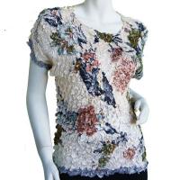 Satin Origami Petal Shirts - Cap Sleeve - Beige-Silver Blossom