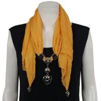 Scarves - Hearts on Heart Pendant - Chiffon - Mustard