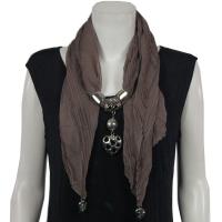 Scarves - Hearts on Heart Pendant - Chiffon - Taupe